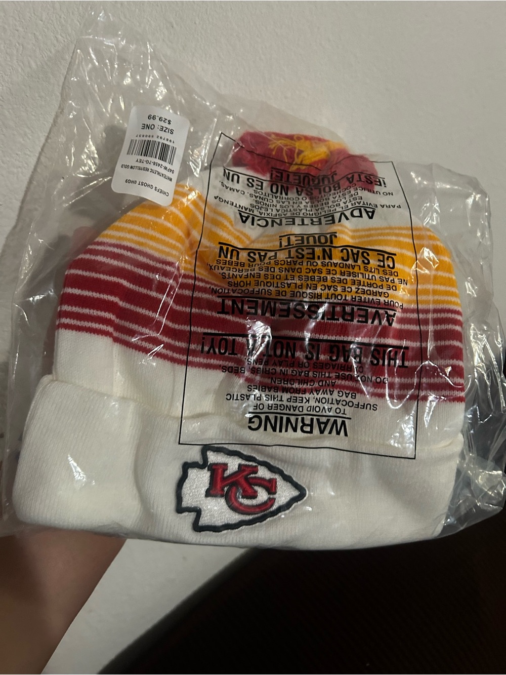 NFL Kansas City Chiefs Red White Yellow Striped Beanie